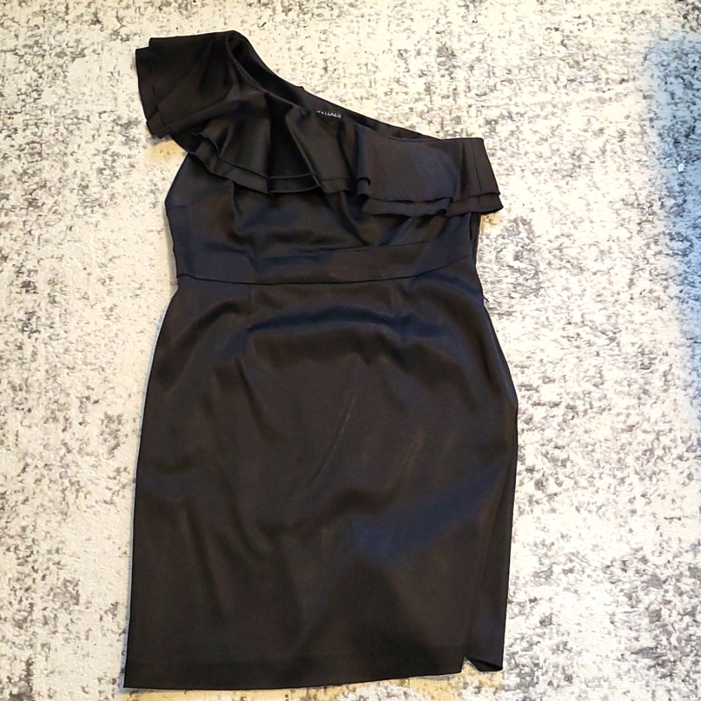 Tahari black one shoulder dress. Size 12
